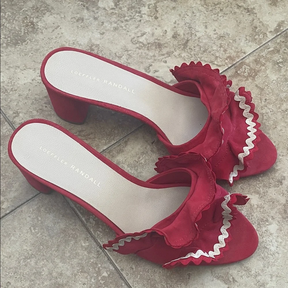 Loeffler Randall Red Ruffle Slide Sandals - Picture 6 of 10